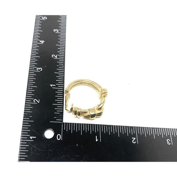 Vintage 1980's Kenneth Jay Lane Knot Hoop Gold Tone Leverback Earrings Modernist - Picture 6 of 6